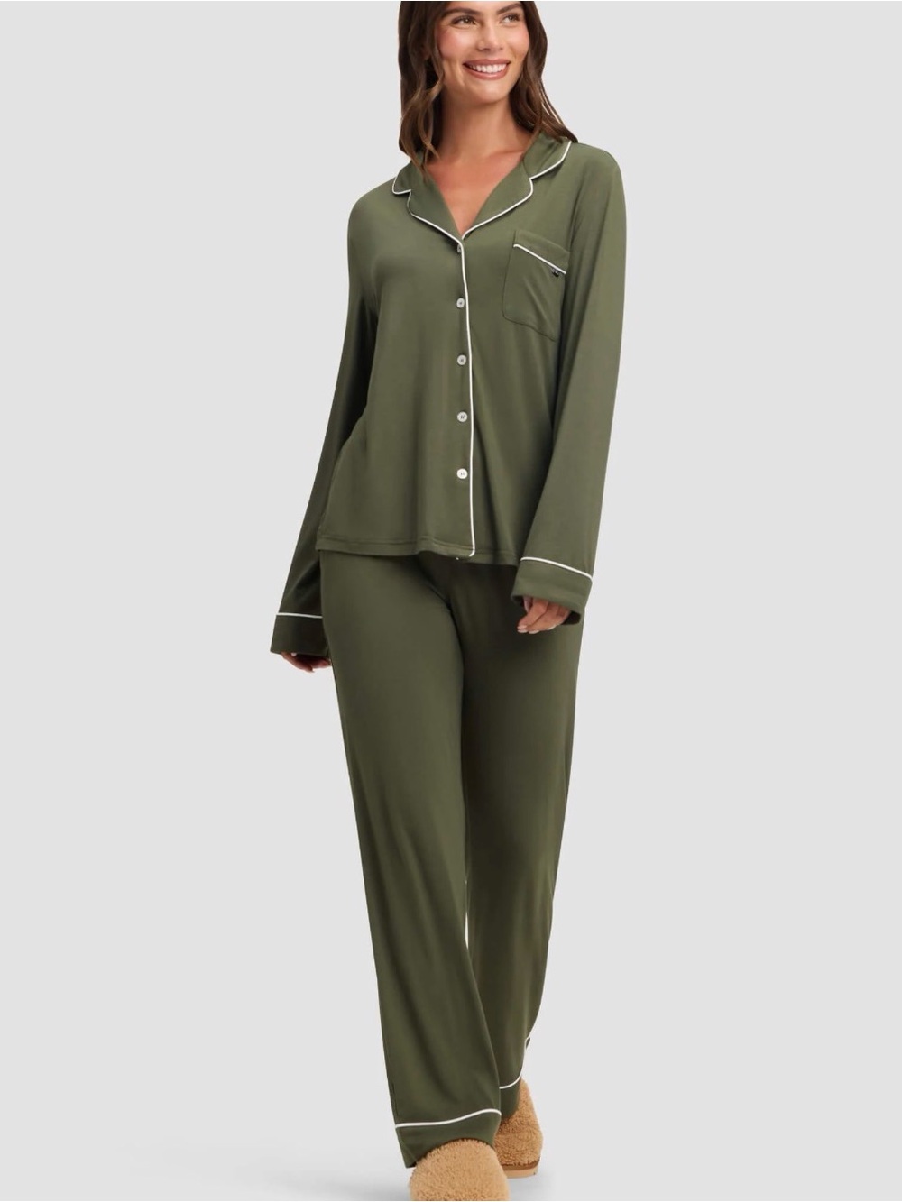 Cozy Earth Women's Bamboo Stretch-Knit Long Sleeve Pajama Set